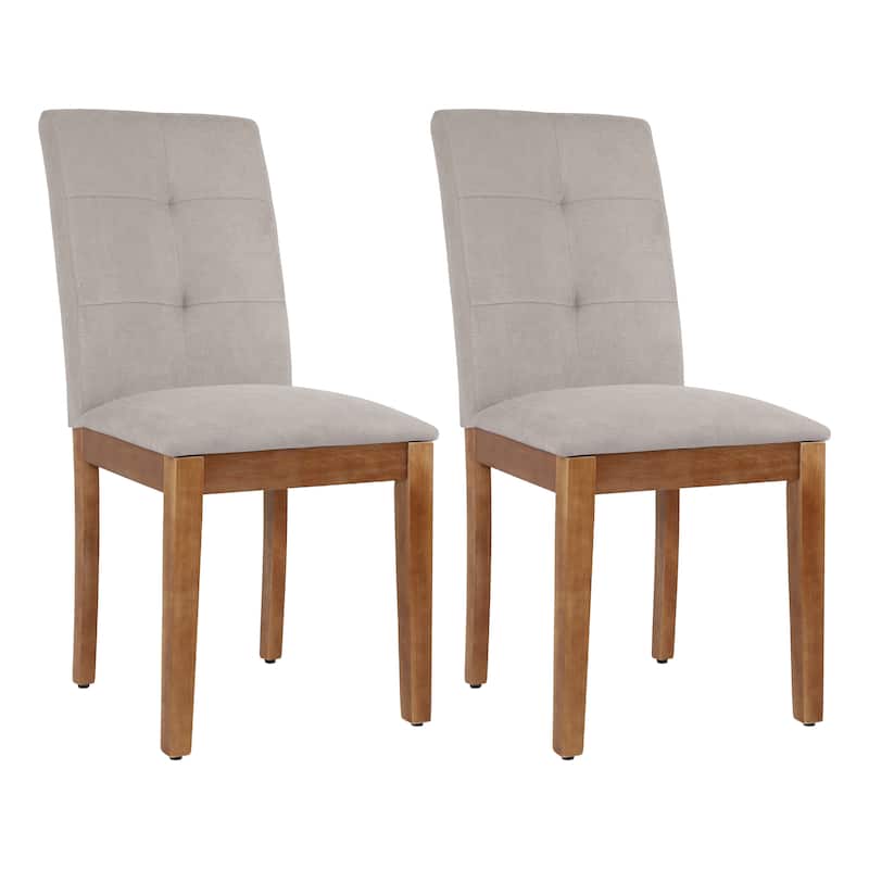 Upholstered Dining Chairs with Tufted High Back and Brushed Legs Set of 2 - Grey-2-Piece