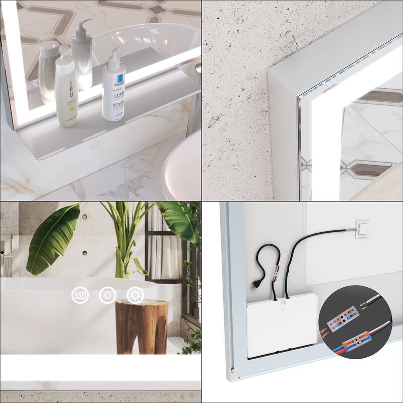 32" x 40" Smart LED Bathroom Wall Mirror with Memory,Anti-Fog Switch