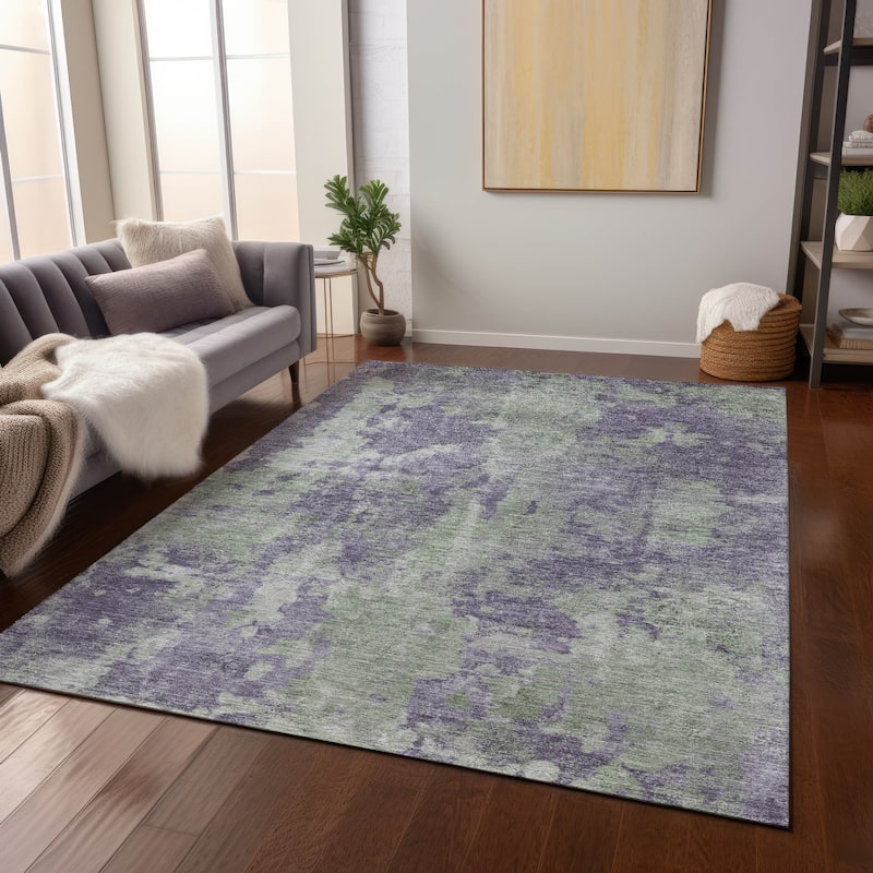 Machine Washable Indoor/ Outdoor Modern Ombre Chantille Rug