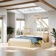 preview thumbnail 3 of 24, Wood Queen Size House Platform Bed with Guardrail and 2 Drawers