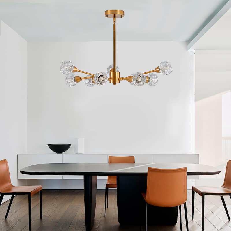 Crystal Chandeliers, 9 Lights Golden Chandelier,Dining Room Chandelier Over Table,Kitchen Light Fixtures(Bulbs Not Included)