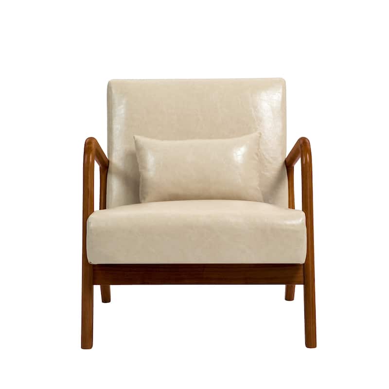 Mid Century Solid Wood Upholstered Accent Chair