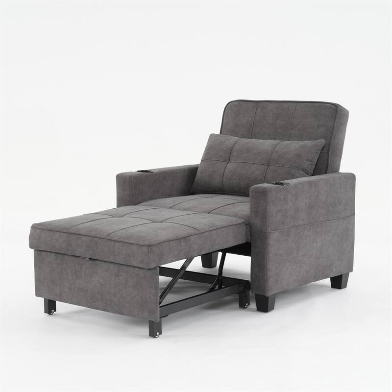 3-in-1 Pull Out Convertible Sleeper Chair w/ USB Ports,Wear Resistant