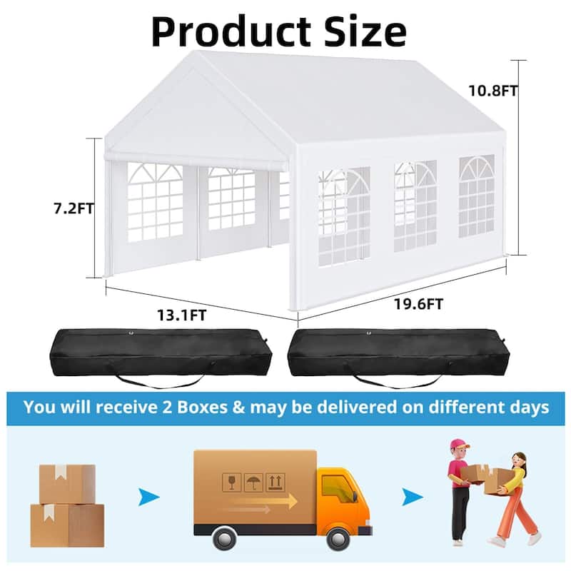 Outdoor Wedding Canopy Tents for Parties with Removable Sidewalls & 3 Storage Bags, Waterproof Gazebo Shelter