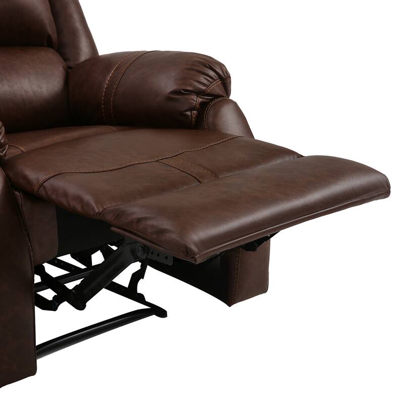Faux Leather Recliner Sofa, Classic And Traditional Manual Recliner Chair With Comfortable Arms And Single Sofa For Living Room