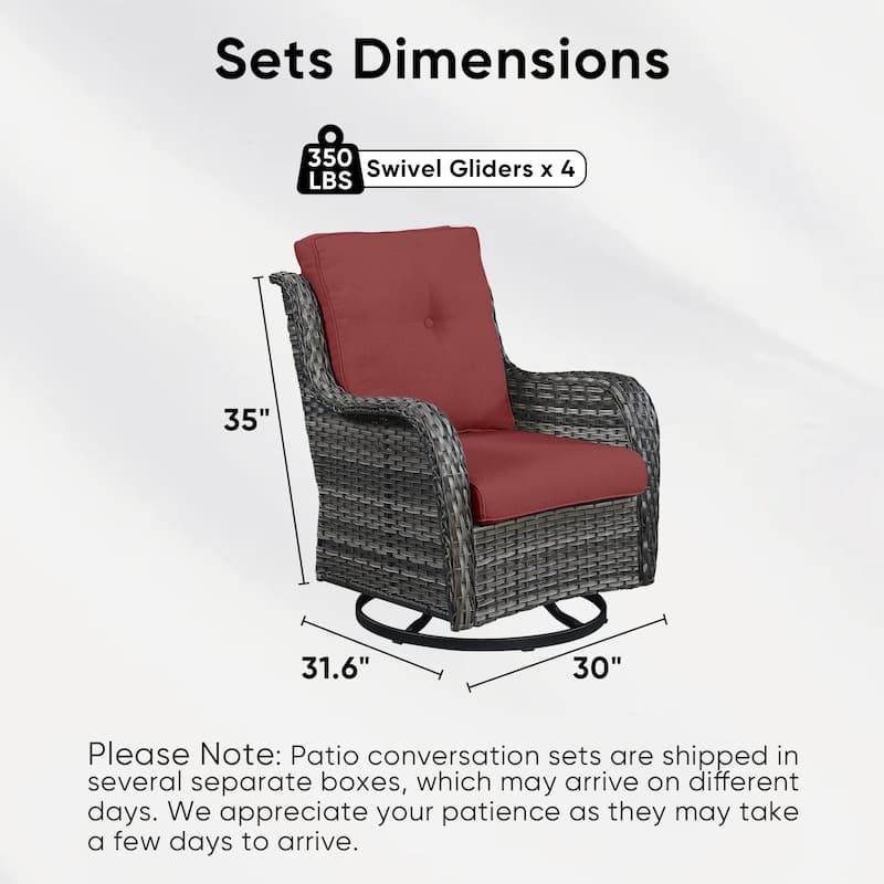 Pocassy 4 Pieces Outdoor 4 Inch Swivel Glider Chairs