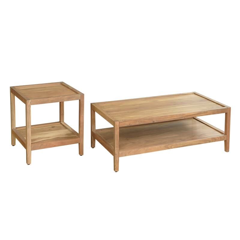 Wilton Handmade Lattice Base Wood Coffee Table, 33"W x 62"L x 18"H, Light Brown Finish by Sevita - 33"W x 62"L x 18"H