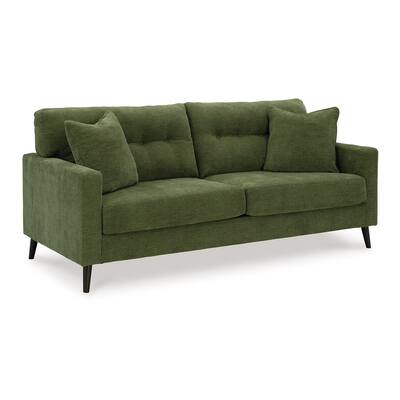 Bixy Sofa, 2 Accent Throw Pillows, 79 Inch Green Tufted Polyester