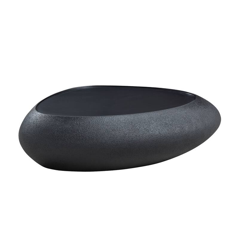 47.24" Fiberglass Oval Faux Matte Rocks Coffee Table