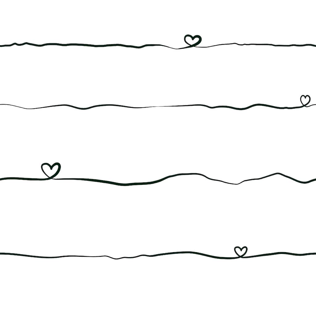 Chesapeake Love & Hearts Black Script Wallpaper - 20.9 x 396 x 0.025