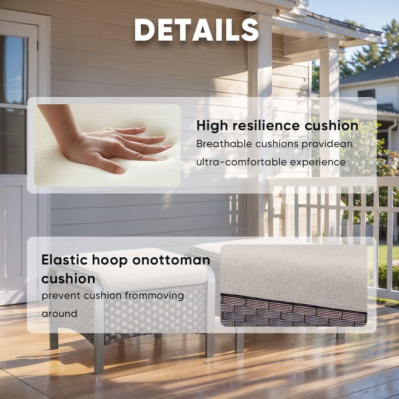 Pocassy Patio Ottomans Outdoor Furniture Ottoman