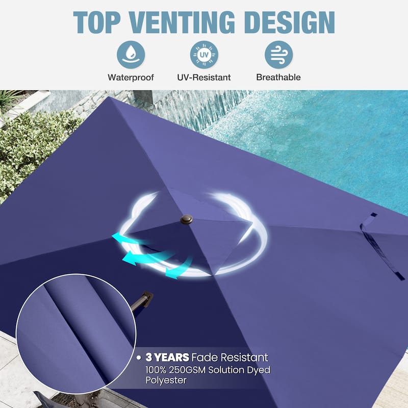 VredHom 9 x 12 FT Outdoor Patio Cantilever-Offset Umbrella with 4-piece Fillable Weighted Base