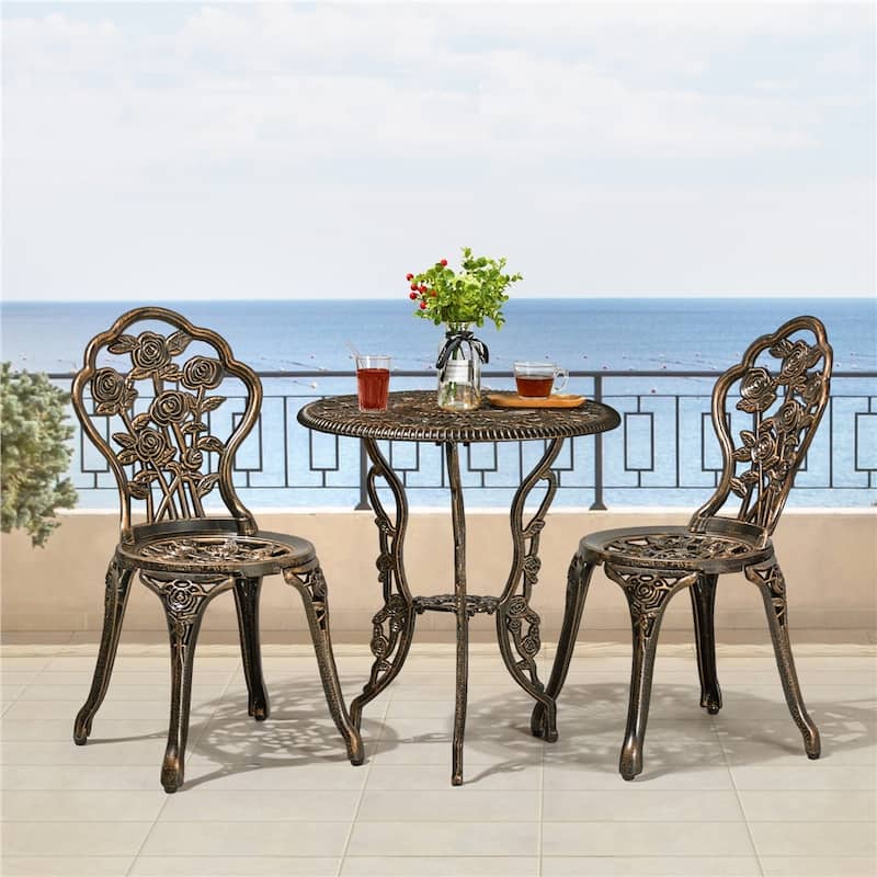 Yaheetech 3pecs Aluminum Patio Bistro Sets with Antique Copper Finish