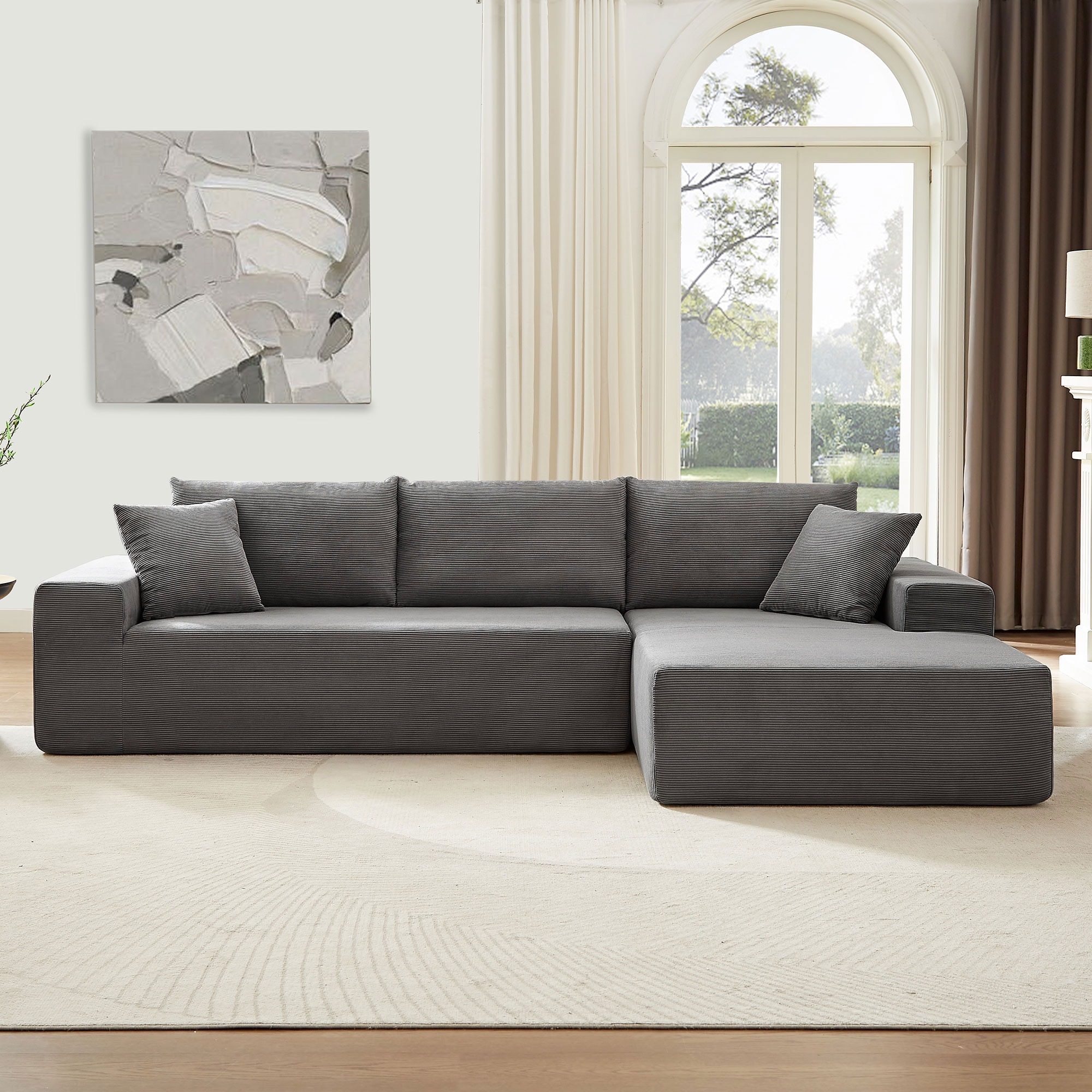 Seat Sectional Sofa Set Separate L Shaped corduroy Couch Cover