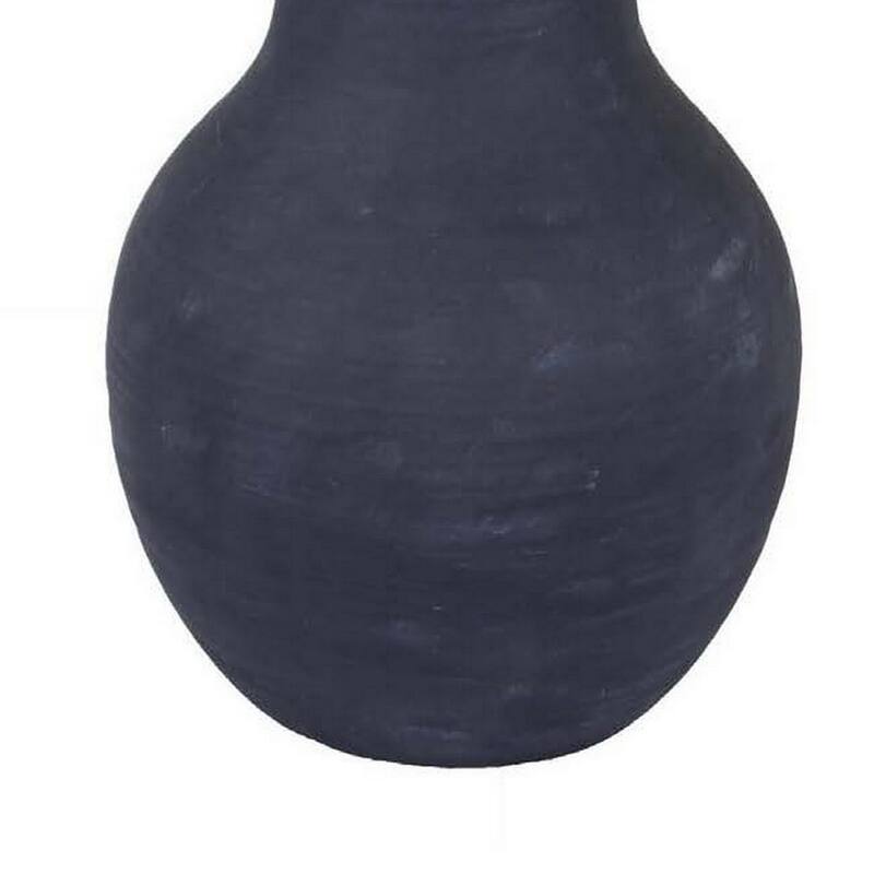 Enya Flower Vase, 3D Spiked Accent Narrow Neck, Black Ceramic, 18 Inch