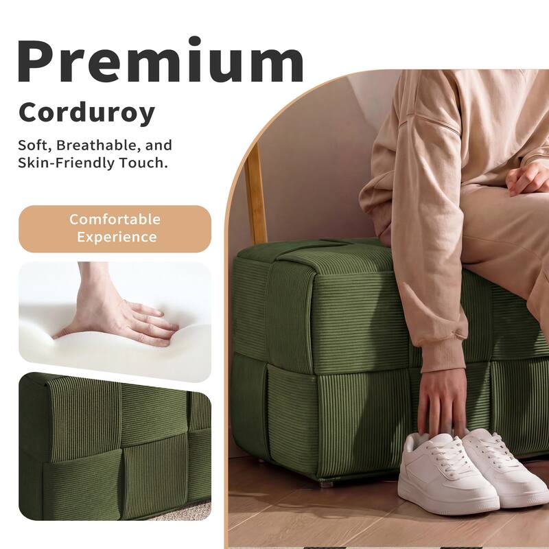 Ottoman Foot Rest Soft and Comfortable Ottoman Square Corduroy Woven Design Sofa Stool
