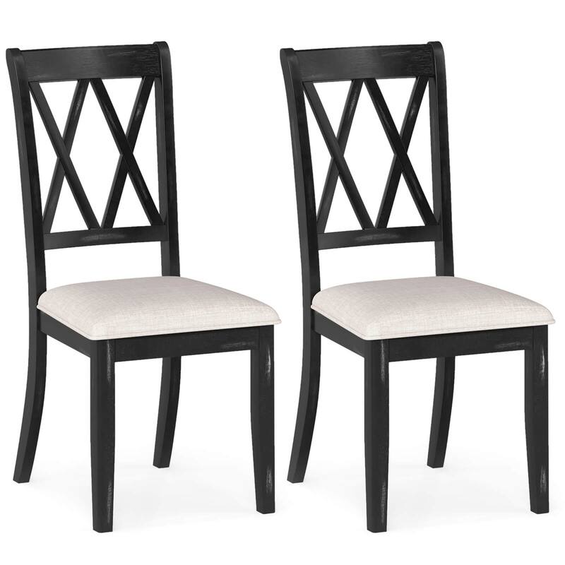 Costway 2/4 PCS Farmhouse Dining Chairs Modern Kitchen Chairs with - 2 PCS - Set of 2
