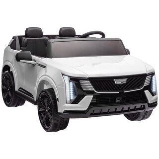 Cadillac Escalade IQ 2025 Kids Ride-On Car with Dual Seats, Remote, Music & LED Lights - White