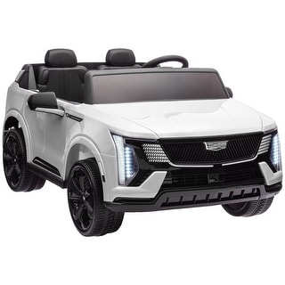 Licensed Cadillac Escalade Ride-On Car with Dual Control, Suspension & Extended Run-Time - White