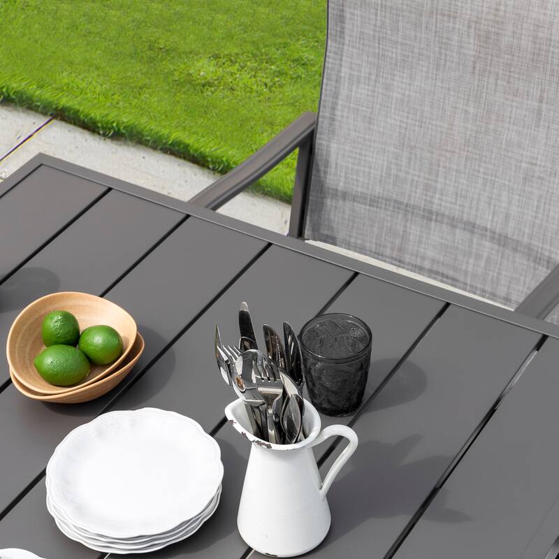 Outdoor Square 37 Inch Iron Dining Table with 1.57 Inch Umbrella Hole