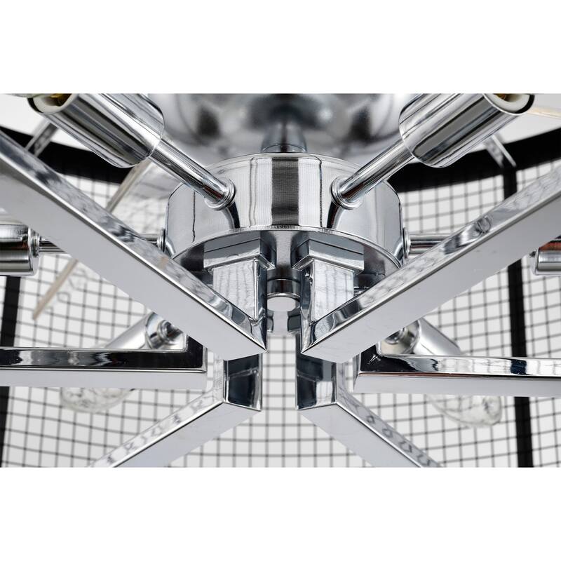 23-inch Silver and Matte Black 6 Lights 3 Blades Lighted Ceiling Fan with Remote