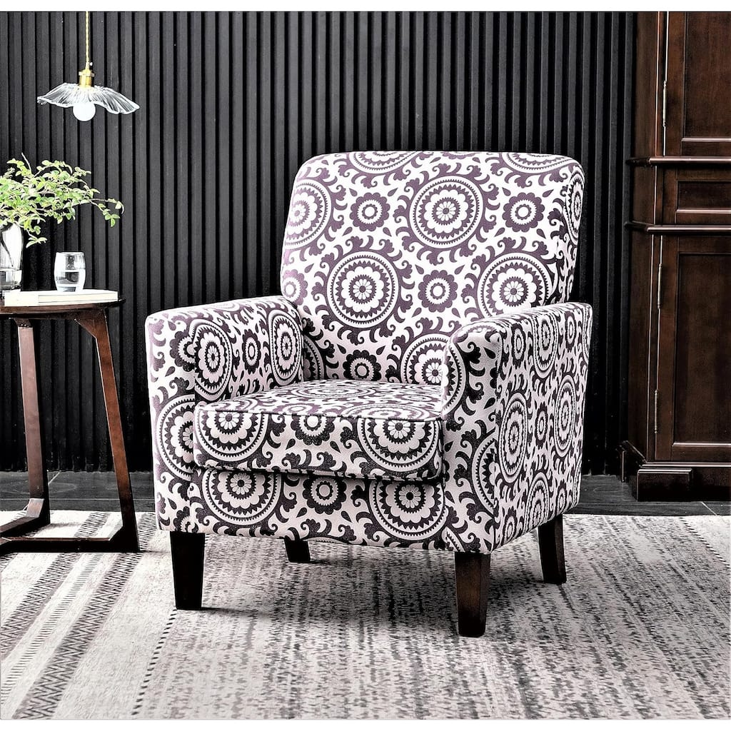 Modern Accent Armchair with Birch Wood Frame and Microfiber Upholstery