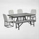 preview thumbnail 2 of 28, Navarro Outdoor Dining Set Mocha 6-PC with Bench and Upholstered Chairs