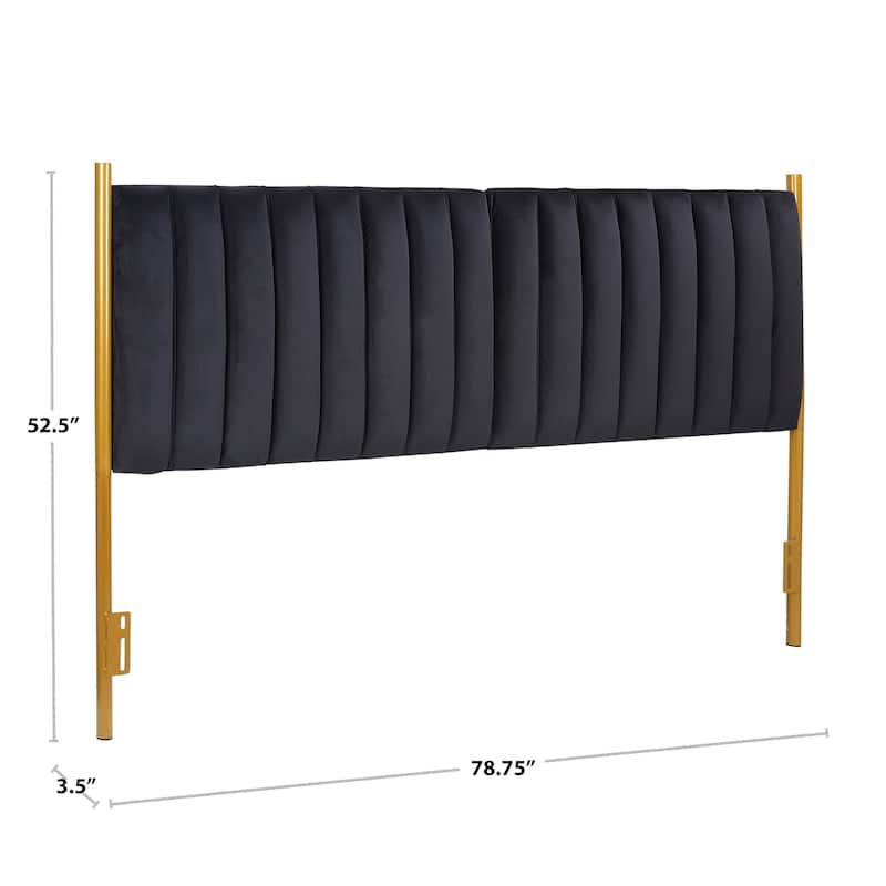 Silver Orchid Flohr Velvet Upholstered King Headboard