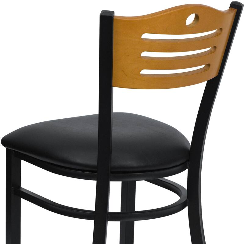 Slat Back Metal Restaurant Chair - 16.75"W x 21.5"D x 32.75"H