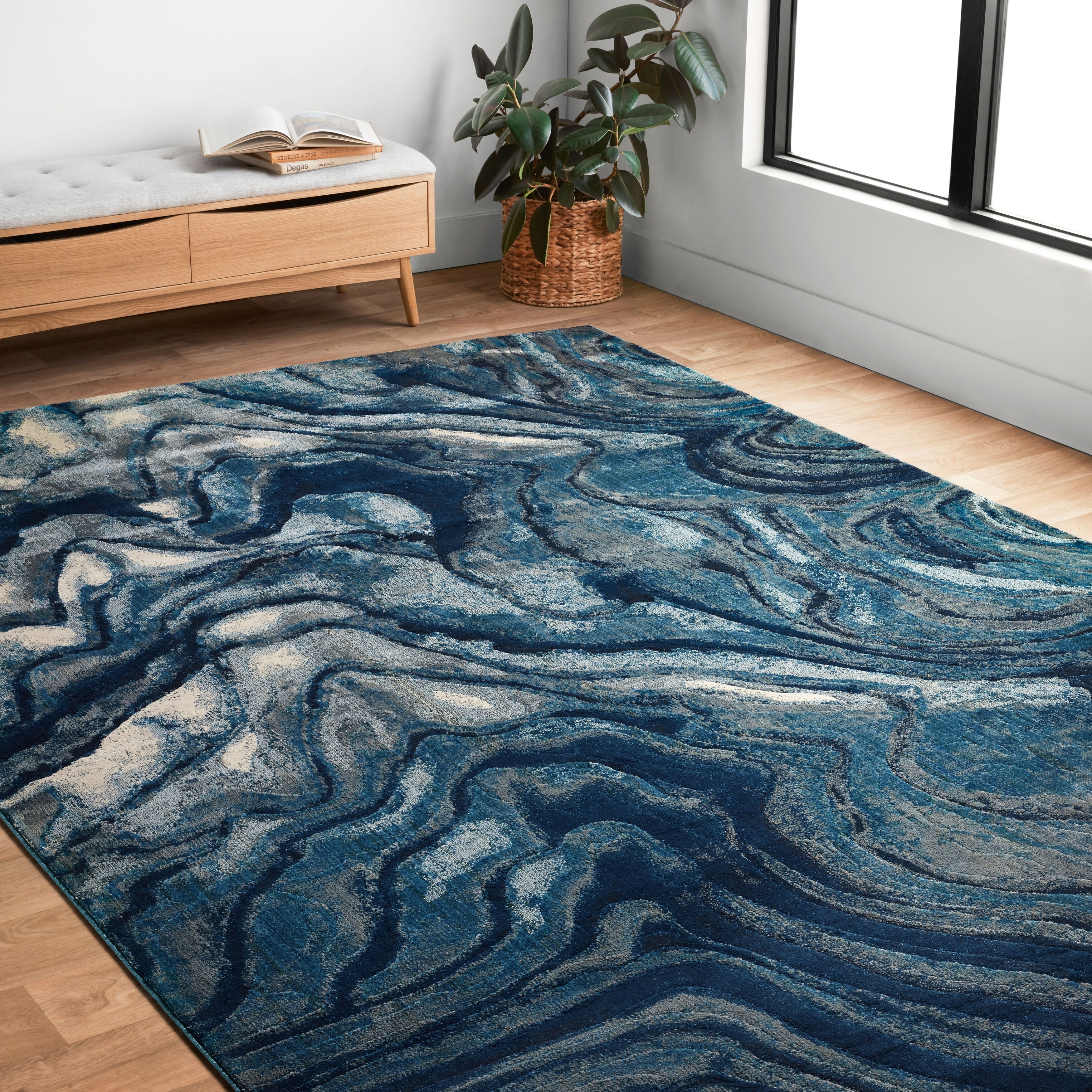 Shop Phaedra Abstract Indigo Blue Rug 7 10 X 11 0 7 10 X 11