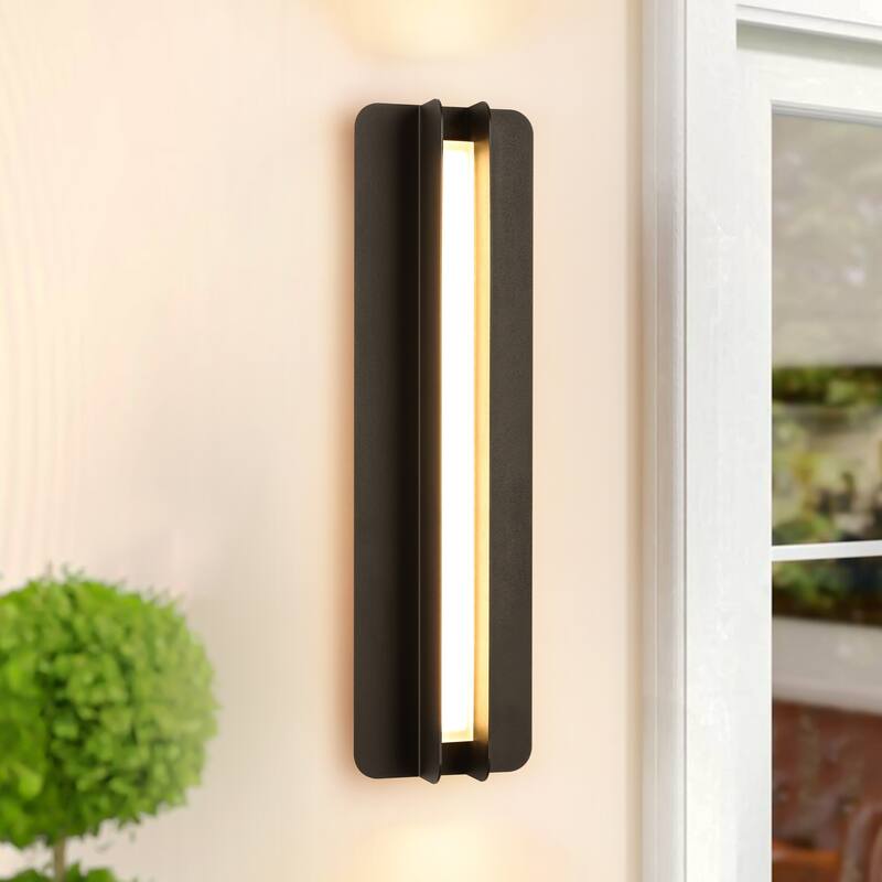 Modern Black Outdoor Wall Lights Linear Dimmable LED Wall Sconce Lights