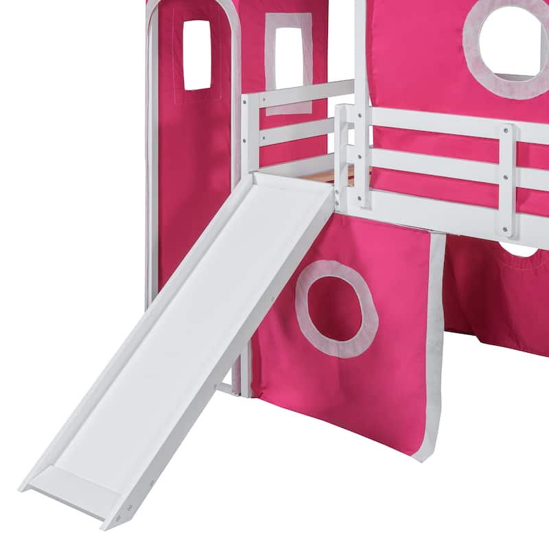 Loft Bed with Slide Tent and Tower