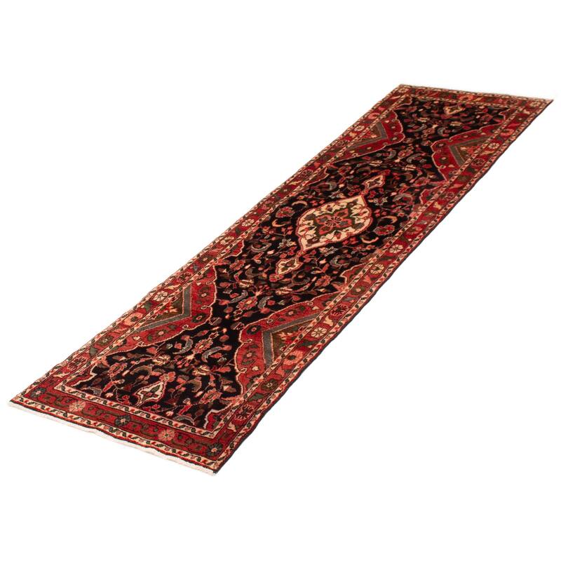 ECARPETGALLERY Hand-knotted Andelz Black, Red Wool Rug - 2'10 x 9'10