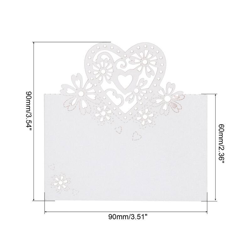 Table Name Place Cards,50Pcs Hollow Heart Shape Cut Design Blank Card White