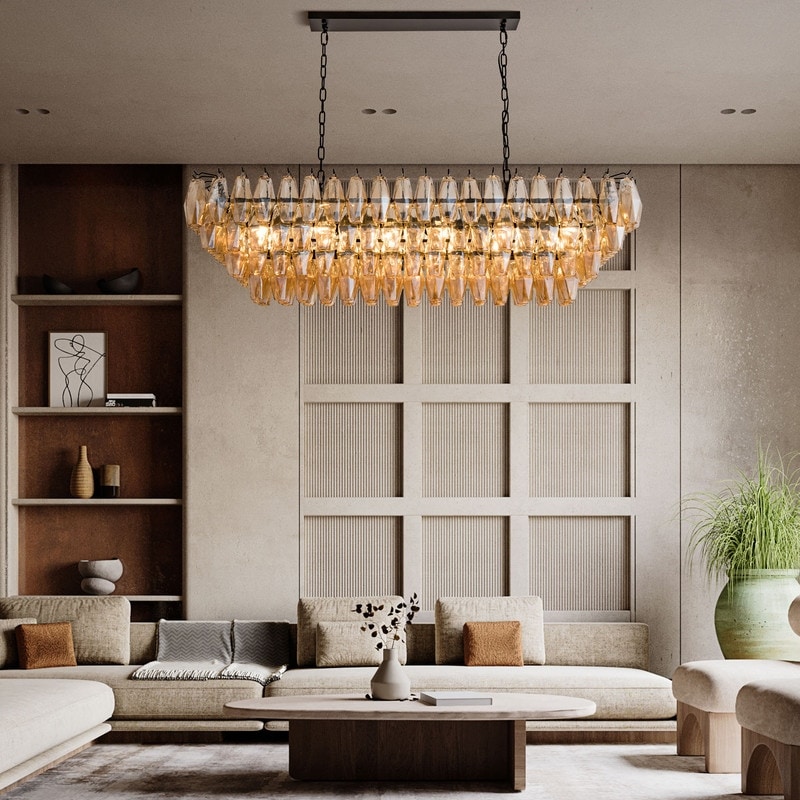 KAYLA 37in Modern Extra Large Gold/Black Chandeliers - On Sale