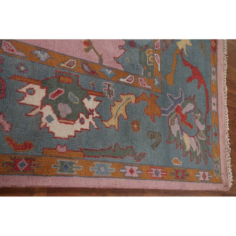 Pink Oushak Oriental Area Rug Handmade Wool Carpet - 8'5"x 10'2"