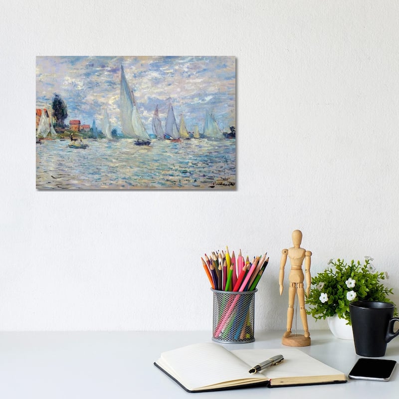 iCanvas "The boats. Regates a Argenteuil Painting" by Claude Monet Canvas Print - 8x12x0.75