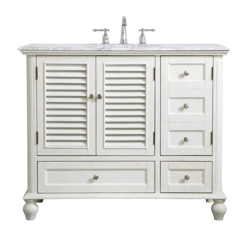 Elegant Lighting VF30542 Rhodes 42" Free Standing Single Basin Vanity - Antique White
