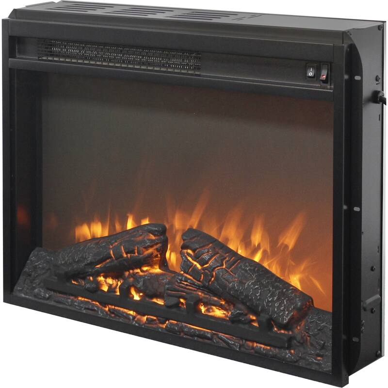23 Inch Electric Fireplace Insert with Log Set & Realistic Flame