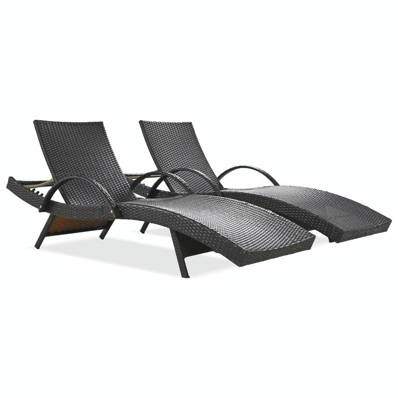 Outdoor Wicker Chaise Lounge Chairs Set of 2