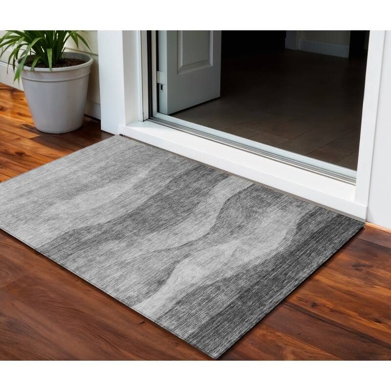 HomeRoots Abstract Transitional Rectangle Outdoor Rug - 3' x 5'