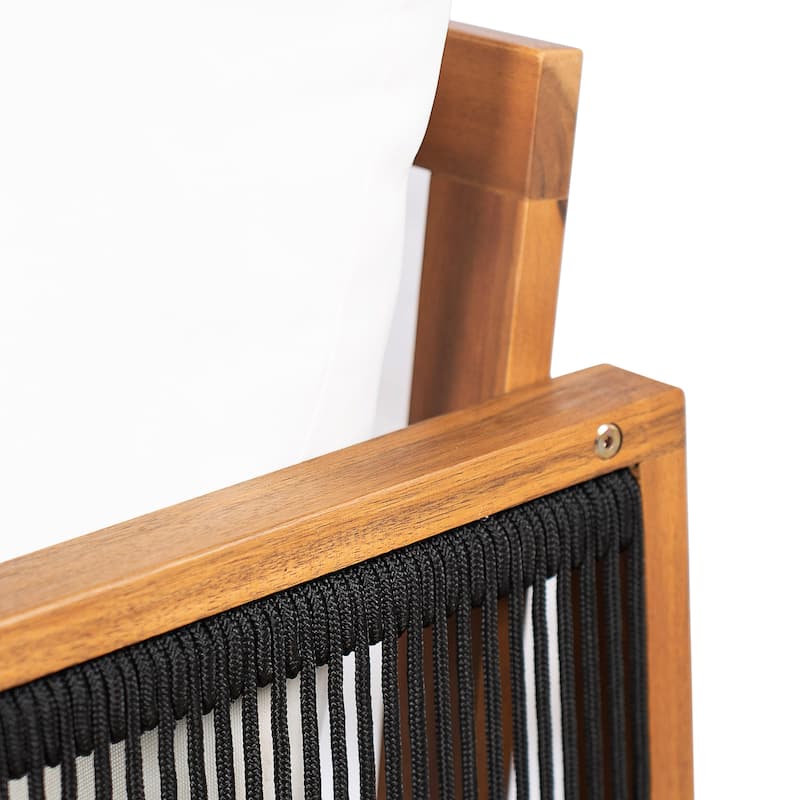 Christopher Knight Home - Valmont Modern Outdoor Acacia Wood Dining Arm Chair with Rope Back & Washable Cushion, Set of 2