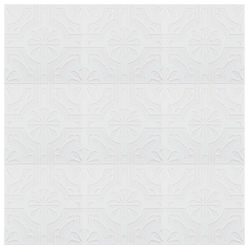 Merola Tile 7.75x7.75-inch Triple Real White Ceramic Wall Tile