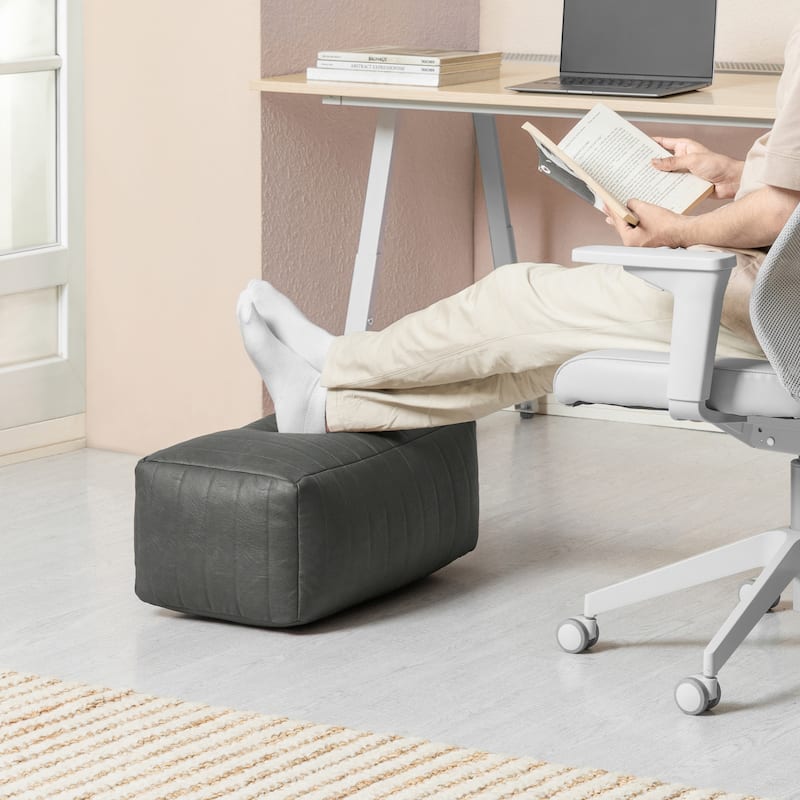 Jani Footrest Bench Ottoman Pouf - Handcrafted for Seating, Footrest, Home Decor for Living Room, Bedroom Pouf - 22" x 12" x 10" - Gray