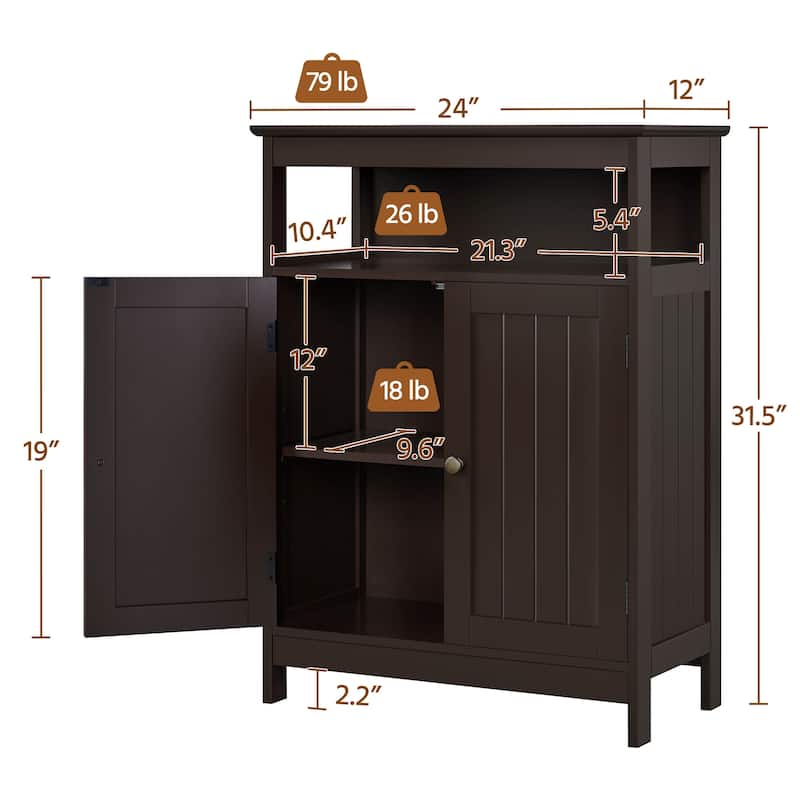 Yaheetech Bathroom Storage Cabinet with Adjustable Shelf Floor Rack
