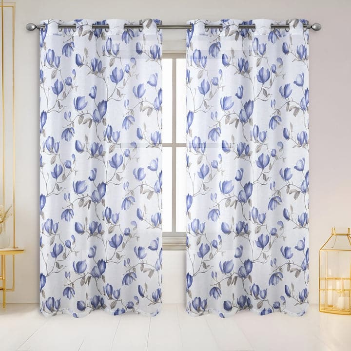 Ashlei Sheer Tulip Printed Grommet Window Panel Curtain, 54x84 Inches - 54x84 Inches