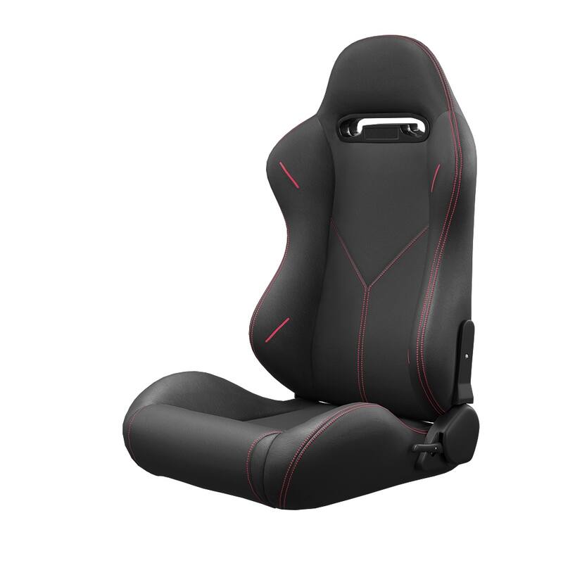 2PC Bucket Racing Seats Red Stitch Red Reclinable Leather Back,Adjustor Slider,Not Including Seat Bracket,1 box of 2 pieces