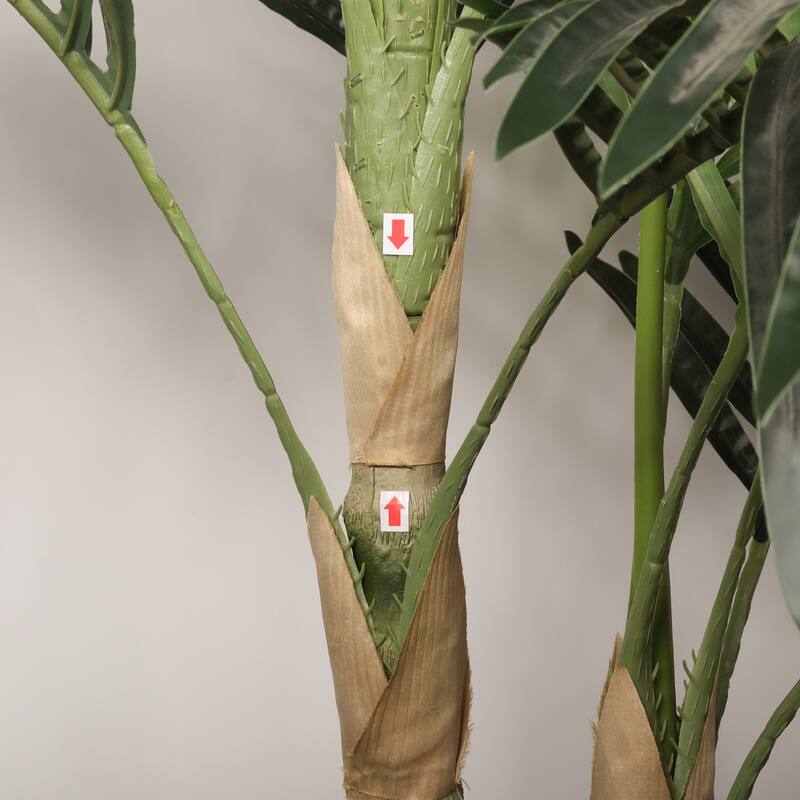 5FT Golden Cane Artificial Palm Tree, Tropical Fake Plant for Indoor Outdoor Decoration, Faux Palm, 1pc/set - Green Leaves