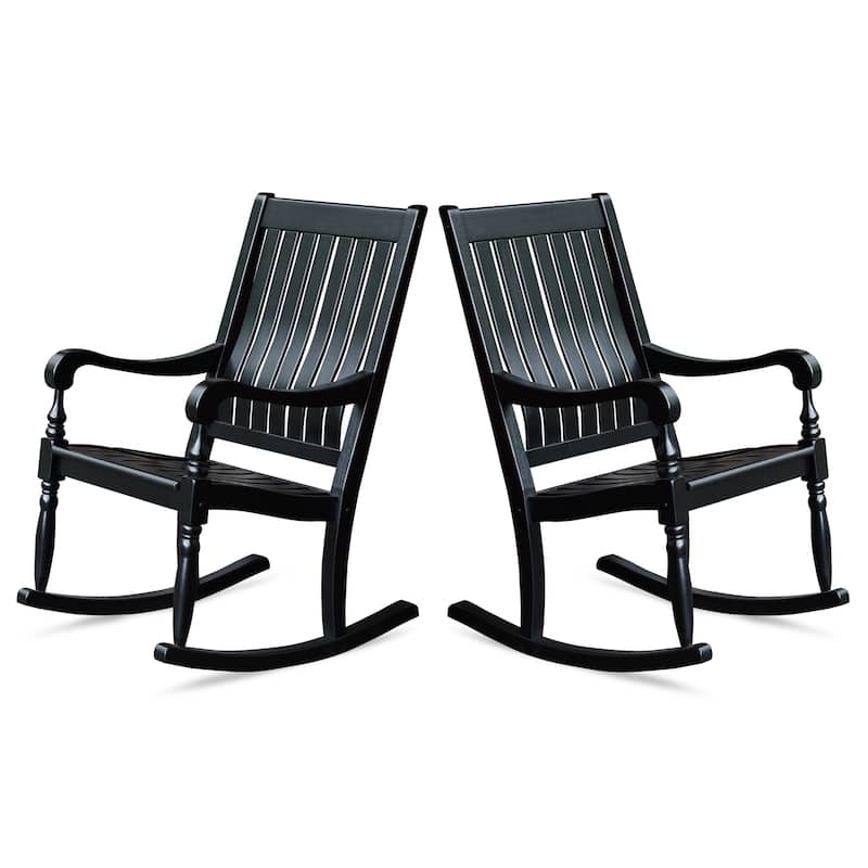 Cambridge Casual Oslo Wood Outdoor Rocking Chair Set of 2 - Black