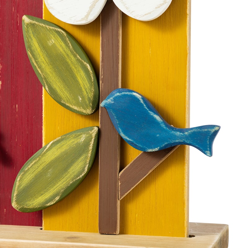 Glitzhome 30"H Detachable Solid Wood Birdhouse Shaped Porch Decor